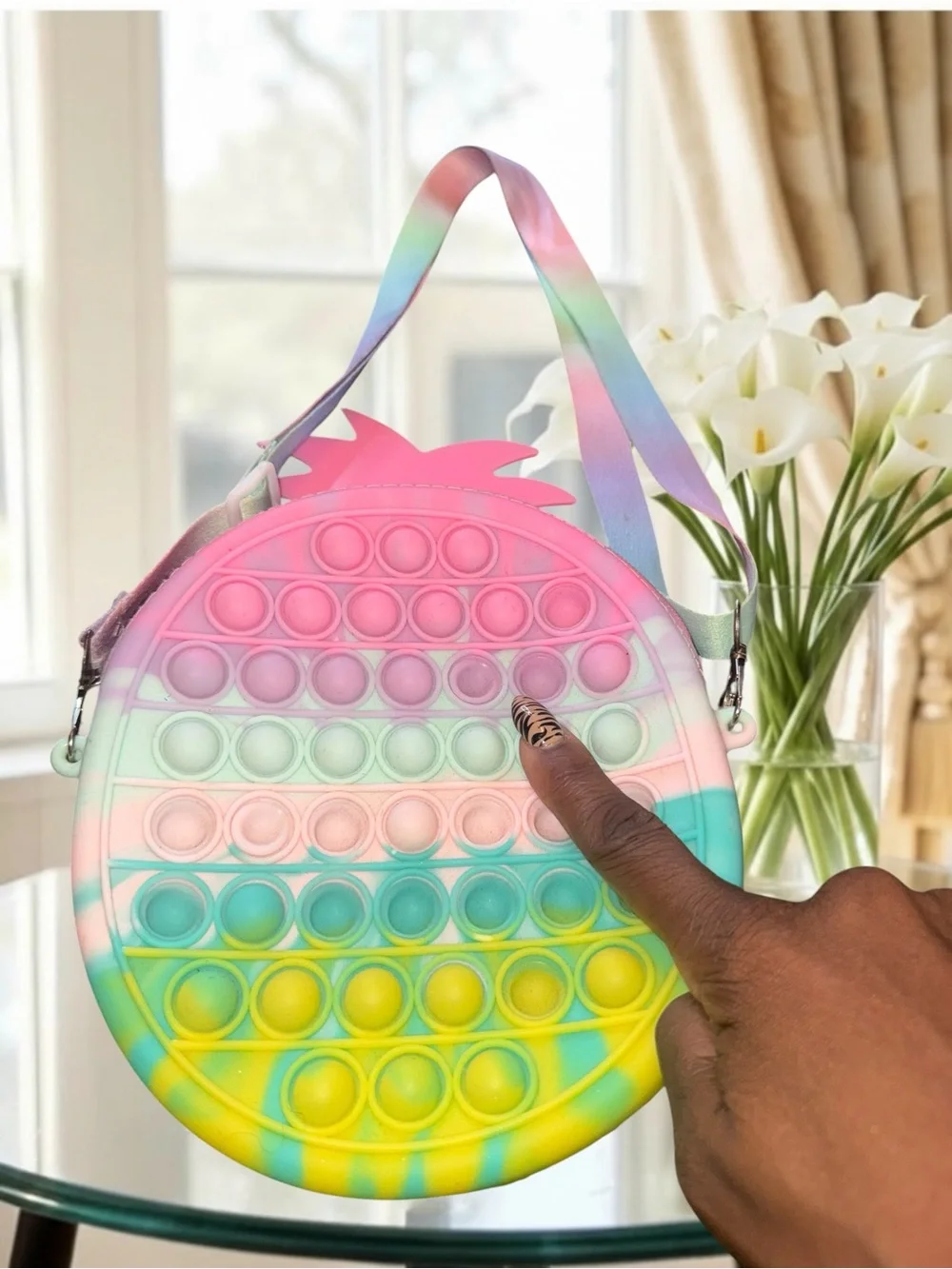 Pastel Pineapple Pop-It Crossbody Bag & Beauty Gift Set 3-Piece